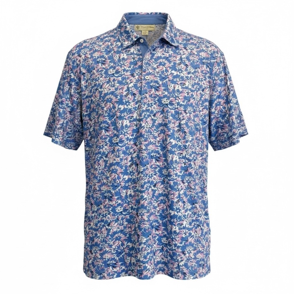 Donald Ross Golf Performance Resortcore Preppy Polo Purple Vacation Floral  XL